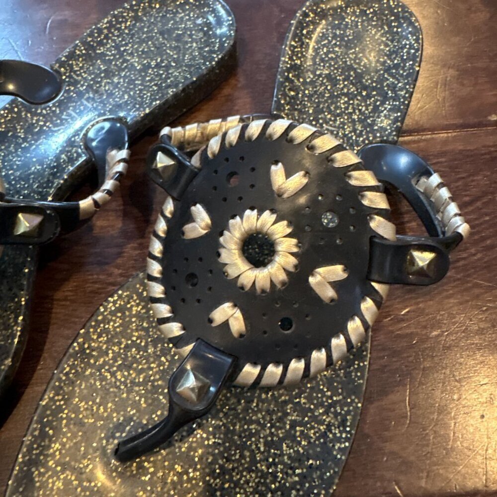 Jack Rogers Georgica Sparkle Glitter Jelly Flip Flops Sandals - Picture 2 of 4